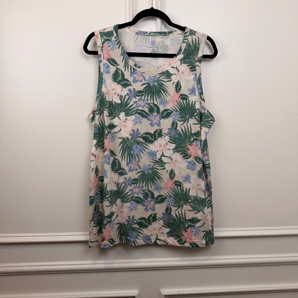 Hurley Tropical Floral Palm Print Tank Top Medium Vacation Beach‎